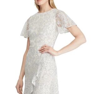 Lauren Ralph Lauren Polka Dot Lace Floral Dress Size 8